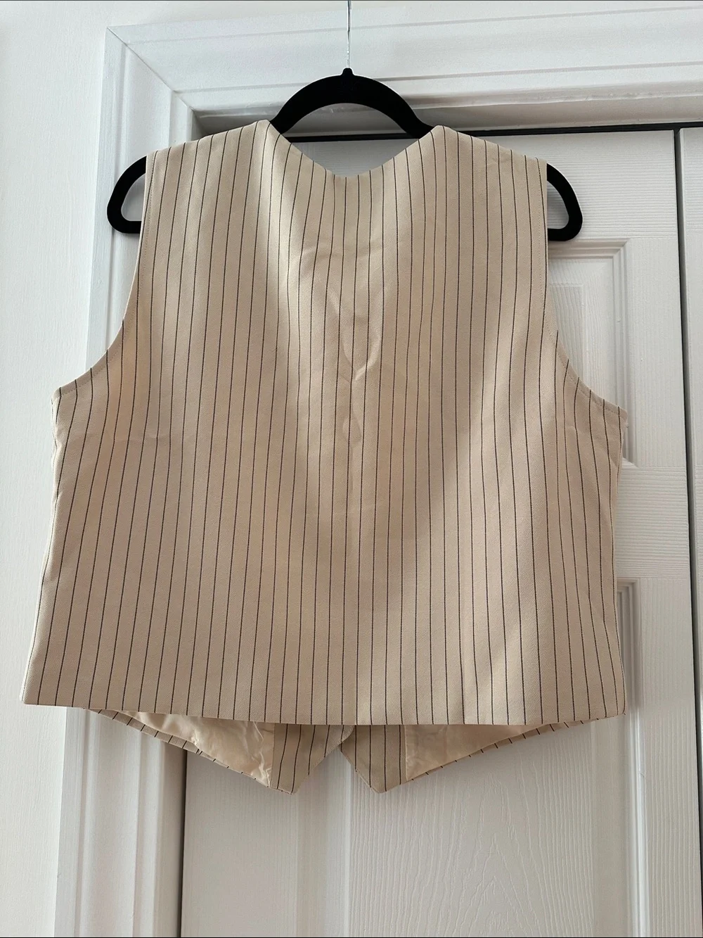 Cider Cream Pinstripe Tailored Button Vest